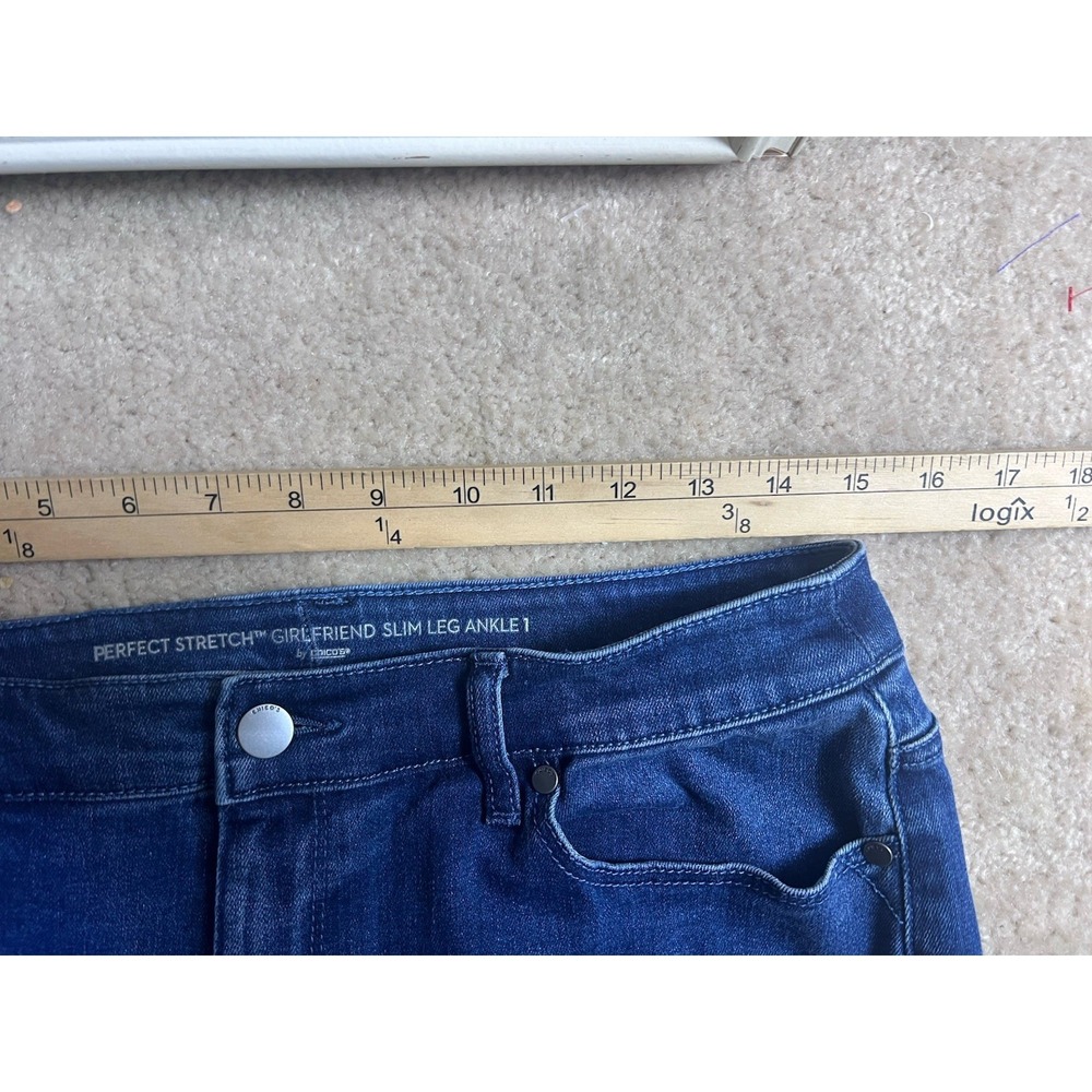 Chico's 1 Womens US Medium Girlfriend Slim‎ Leg Ankle Jeans Perfect Stretch Blue - Picture 5 of 8